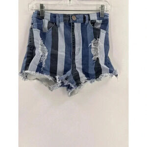 Show Me Your MuMu MuMu Blue Toledo Teardrop Shorts Blue Stripped Shorts Size 29